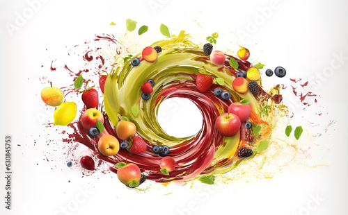 Juicy Fruit Tornado: A Whirlwind of Vibrant and Refreshing Fruits in a Summery Deligh