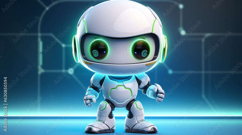 cute cartoon robot android, ai generated