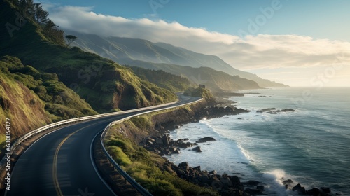 Beautiful coastal highway next to the ocean