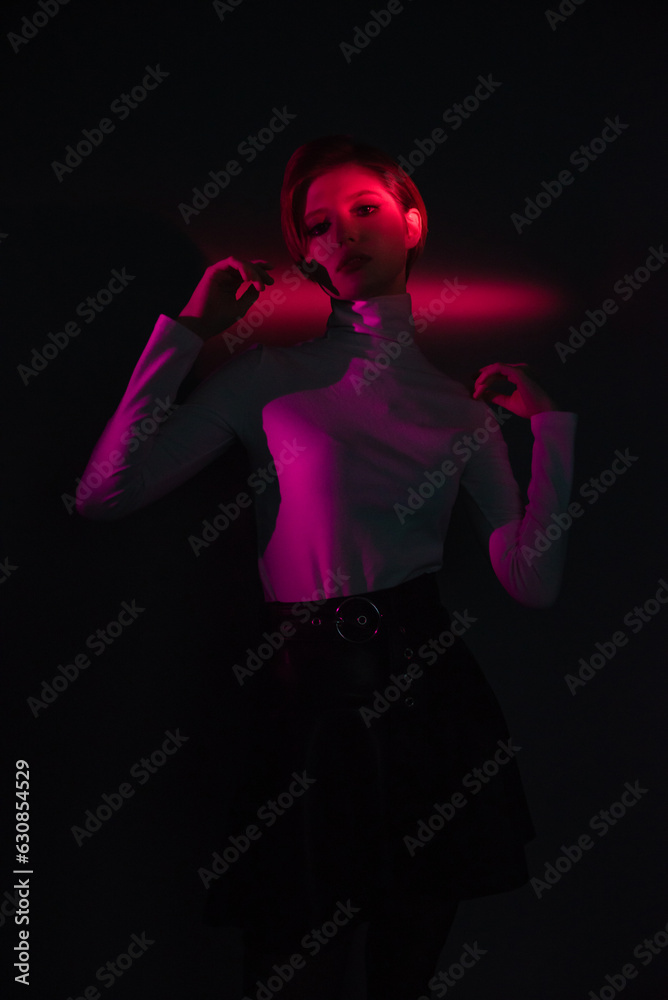 young fashion model in cyberpunk style