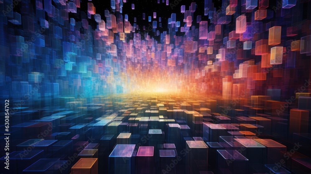 Obraz premium Abstract cubes in a dark room