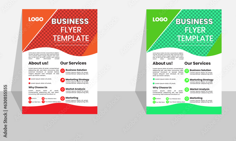 Vector design corporate Business Flyer Layout in Two Colors.