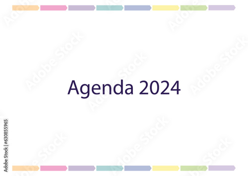 Agenda 2024 Horizontal tamaño A4. Vectorizado. Un mes por hoja, con lista de compras, gastos y horarios.