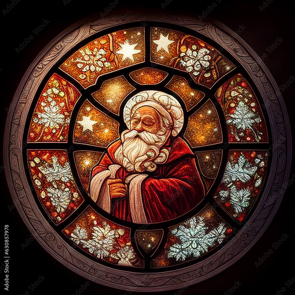 Obraz premium Saint Nicholas is depicted on a mosaic in an oval ornament. AI Generated