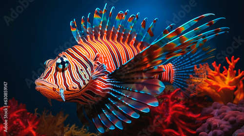Tropical sea underwater fishes on coral reef. Aquarium oceanarium wildlife colorful marine panorama landscape nature snorkeling diving