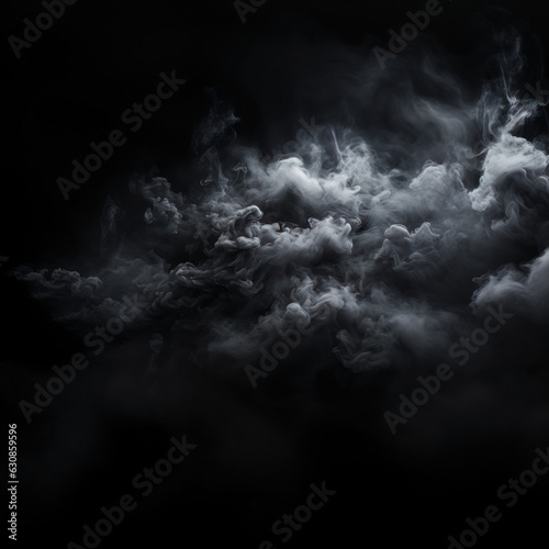 monochromatic dark clouds on a black sky. smoke. dry ice.
