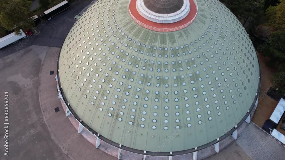 Circle Aerial view of The Crystal Palace in Porto city, Portugal
