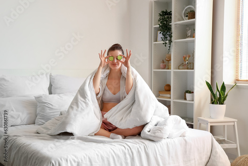 Morning of young woman with...