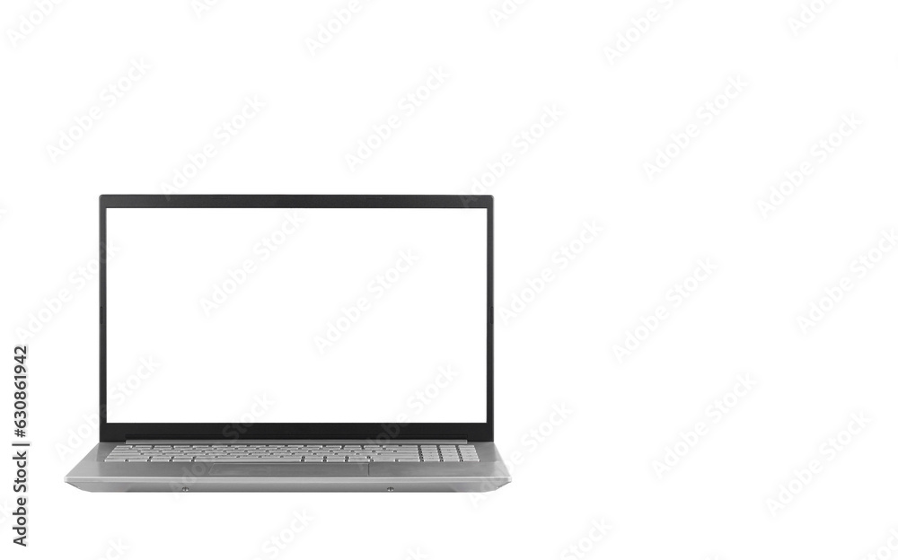 Gray laptop on a transparent and white background close-up Gray laptop on a transparent and white background close-up