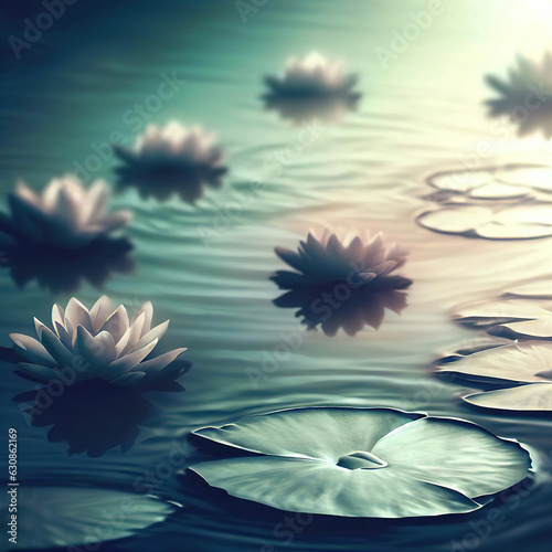 Pond with lotus  lotus in lake lotau flower in water