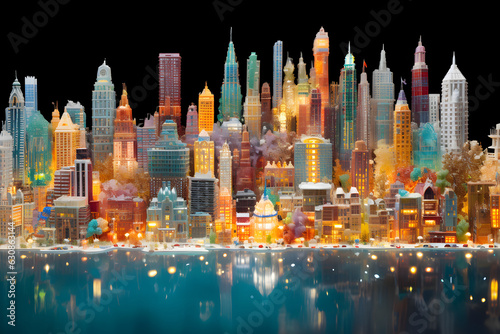 Colorful city made of crystals 