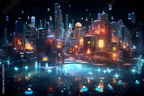 View of a modern city in cartoon style 