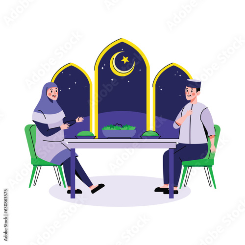 Muslim couple having nice conversation among each other, good community in their neighborhood
