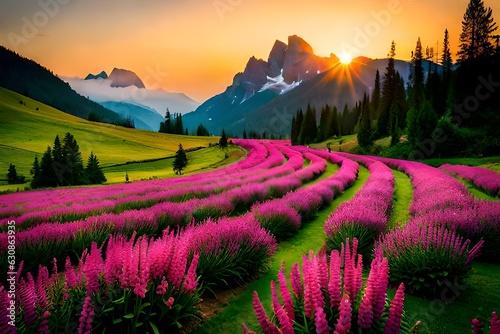 lavender field in the morning by Generated with AI technology