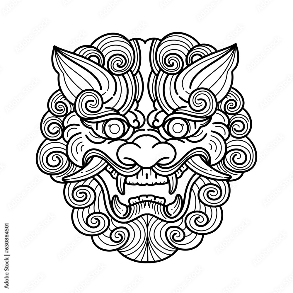Lion head, dragon head, tattoo design.Hand drawn. Lion head, dragon head, tattoo design.Hand drawn.