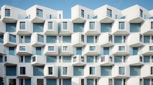 White blocks aparment made with Ai generative technology, property is fictional