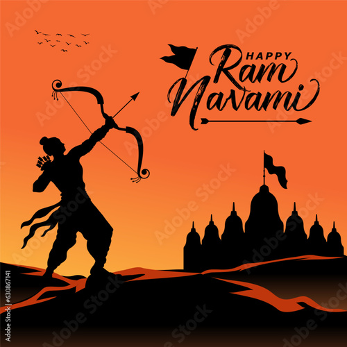 Happy ram navami indian hindu festival social media post design. photo