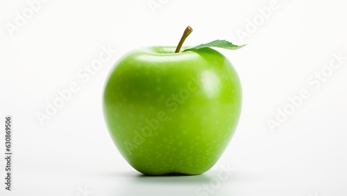 Green apple on a white background. Ripe fruit