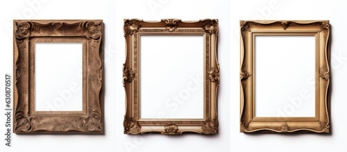 A set of old picture frames displayed on a white background.
