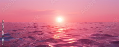 The pink water surface with flashing light from the sun. Generative AI.