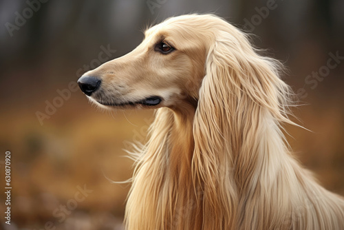 Portrait of an Afghan hound dog on the street