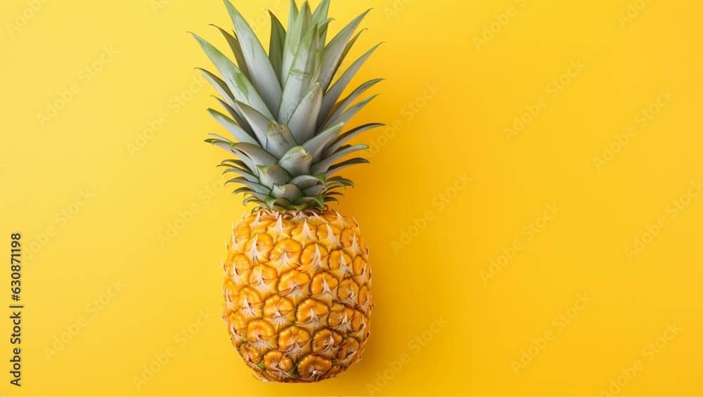 Pineapple on a yellow background. Ripe fruit Pineapple on a yellow background. Ripe fruit