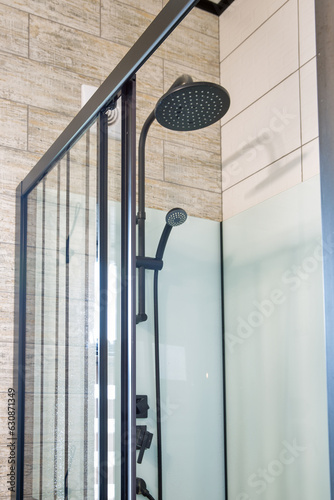 Modern shower cabin in loft style