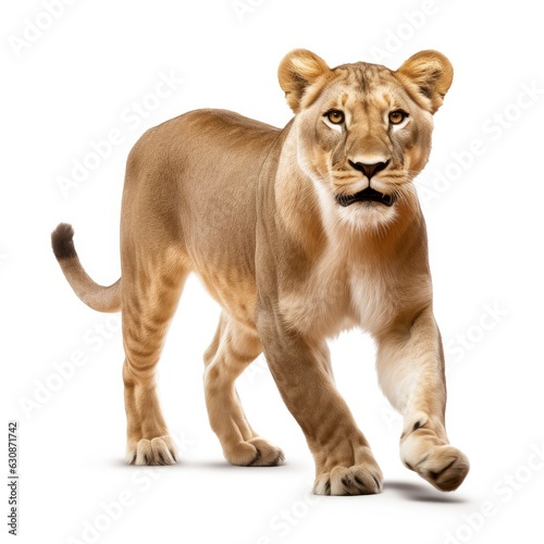 lioness on white background, generative ai