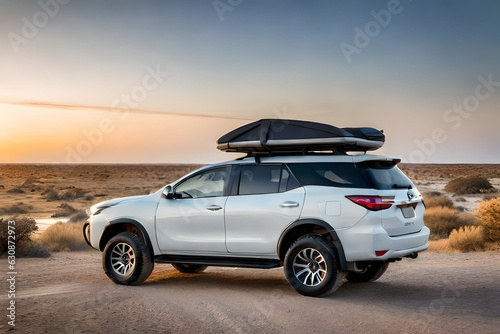 Toyota Fortuner on the desert road © Haji_Arts