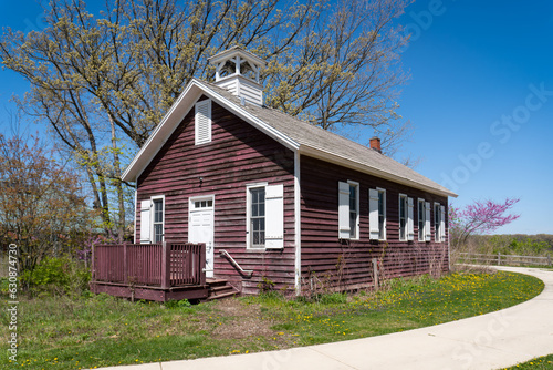 Willow Springs, Illinois: Little Red Schoolhouse Nature Center. Historic school house now serves as nature education center for the Forest Preserves of Cook County.  photo