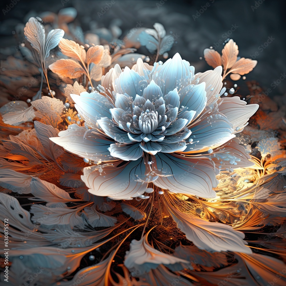 Abstract, fractal flowers. AI generation