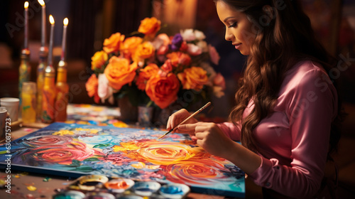 An inspiring art therapy session with vibrant colors and creative expression 