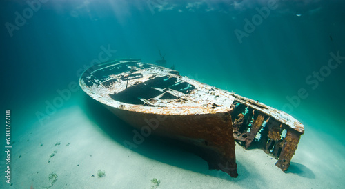 sunken old ship under the sea © Marco