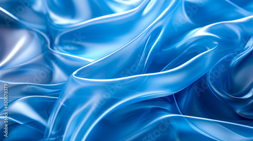 Bright Blue Gradient Silk Draped in Curves and Folds Gradient Effect Plastic Background AI Generated