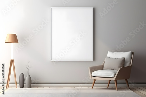 Serene and Cozy Living Area Picture Frame Mockup, generative, ai