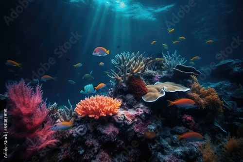 group of colorful fish and sea animals  AI generated