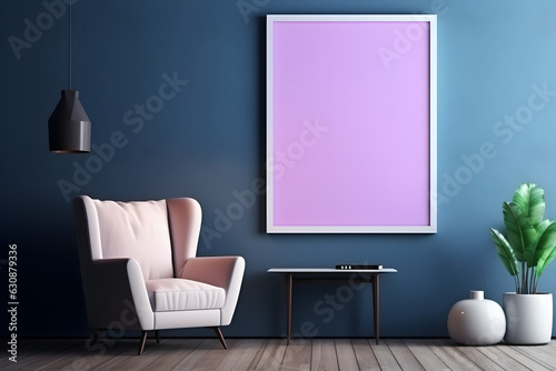 Serene and Clean Living Space Picture Frame Mockup  generative  ai