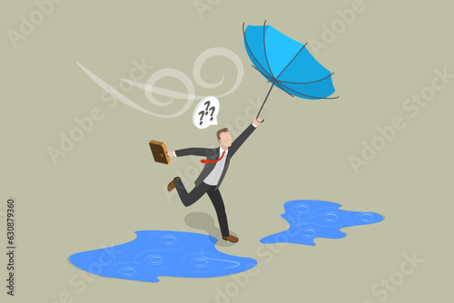 3D Isometric Flat Vector Conceptual Illustration of Obstacle In Economic Crisis, Business Difficulty