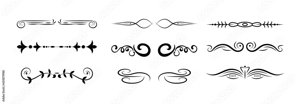 Vector Decorative Swirls - set of design elements. Decorative borders collection.