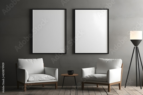 Contemporary Interior with Soft Decor Picture Frame Mockup  generative  ai