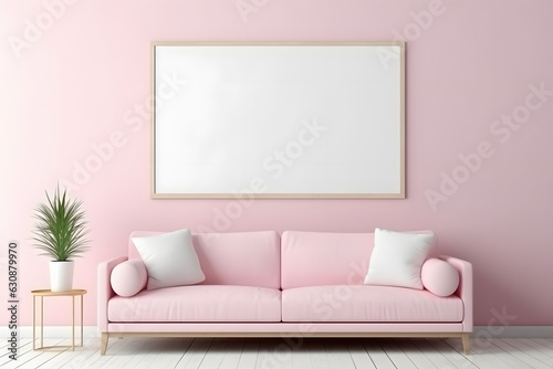 Neutral and Modern Interior Decor Picture Frame Mockup  generative  ai