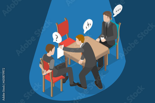 3D Isometric Flat Vector Conceptual Illustration of Good And Bad Cop, Work of Police Department