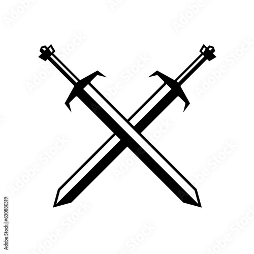 illustration of crossed swords vector icon isolated on white background