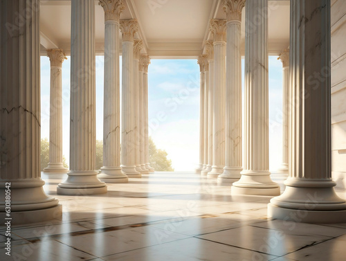 Photo Pillars in a row, perspective view. 3d rendering.AI Generated