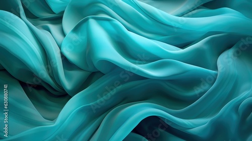 turquoise fabric beautiful silk luxury background. generative ai