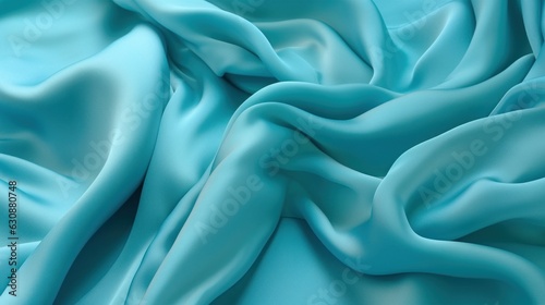 turquoise fabric beautiful silk luxury background. generative ai