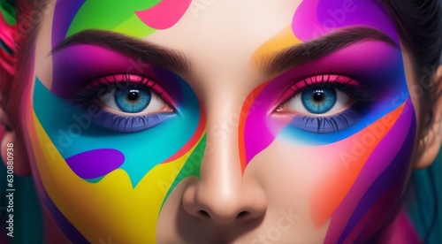 abstract portrait face of a woman on abstract colored background