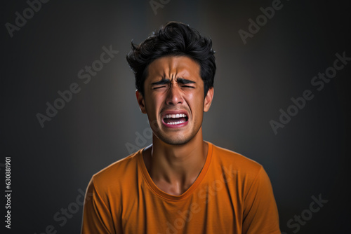 Indian young man crying like a baby