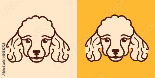 White poodle dog vector logo illustration