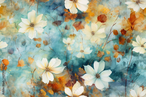 Fototapeta Naklejka Na Ścianę i Meble -  seamless pattern - repeatable texture of watercolor flowers